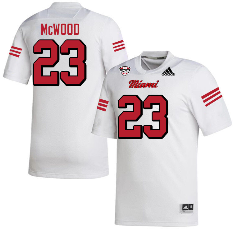 Miami University Redhawks #23 Oscar McWood College Football Jerseys Stitched-White